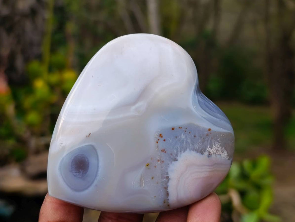 Polished Banded Agate Hearts x 6 From Madagascar - Toprock Gemstones and Minerals 