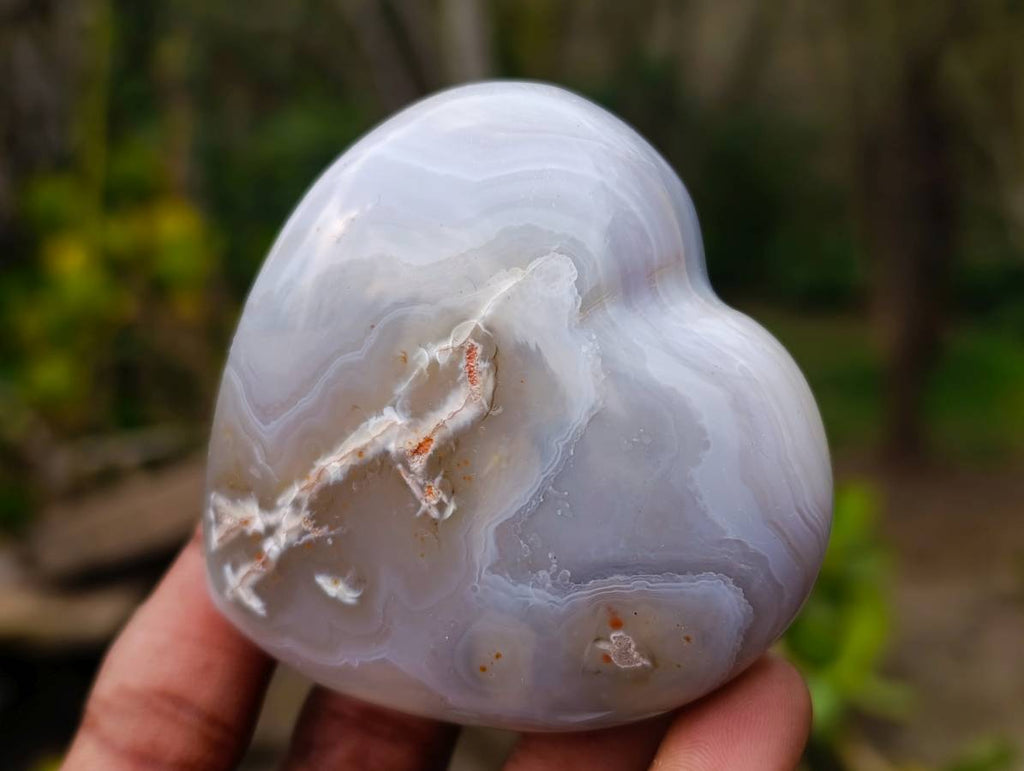 Polished Banded Agate Hearts x 6 From Madagascar - Toprock Gemstones and Minerals 