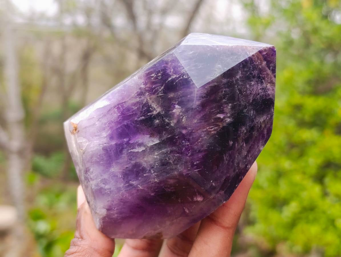 Polished Chevron Amethyst Points x 2 From Madagascar - Toprock Gemstones and Minerals 
