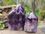 Polished Chevron Amethyst Points x 2 From Madagascar - Toprock Gemstones and Minerals 