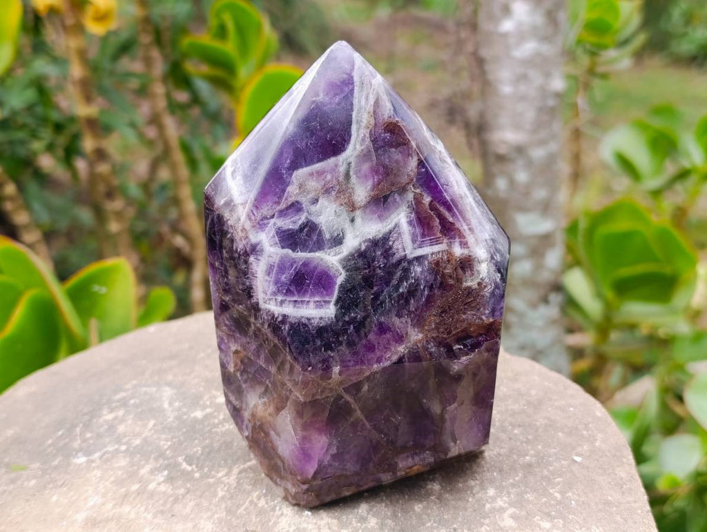 Polished Chevron Amethyst Points x 2 From Madagascar - Toprock Gemstones and Minerals 