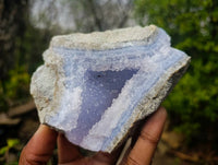Natural Blue Lace Agate Geode Specimens x 6 From Malawi
