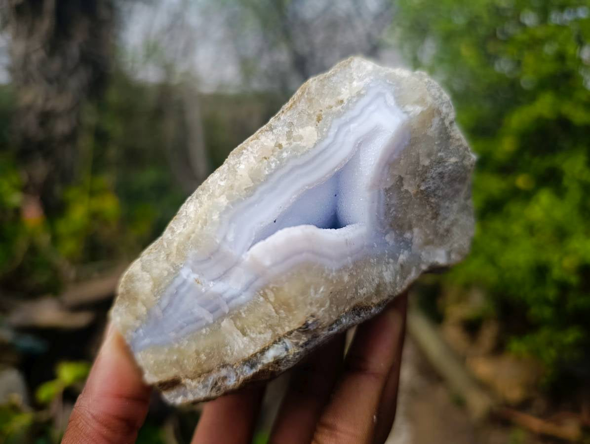 Natural Blue Lace Agate Geode Specimens x 6 From Malawi - Toprock Gemstones and Minerals 