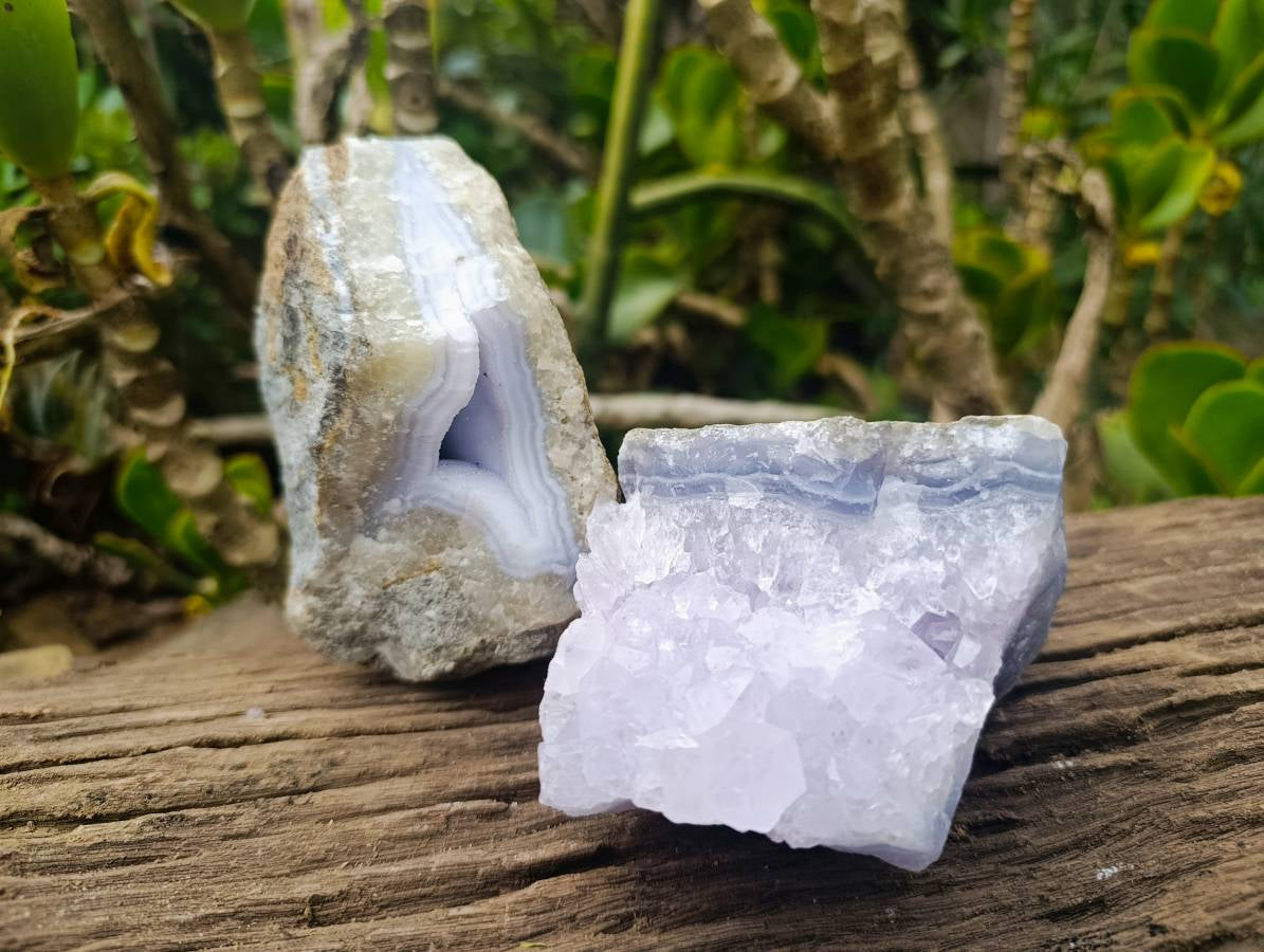 Natural Blue Lace Agate Geode Specimens x 6 From Malawi - Toprock Gemstones and Minerals 
