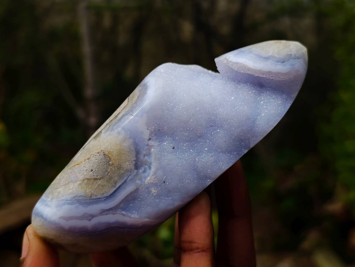 Polished Blue Lace Agate Geodes x 3 From Malawi - Toprock Gemstones and Minerals 