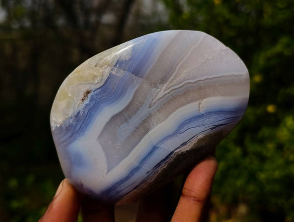 Polished Blue Lace Agate Geodes x 3 From Malawi