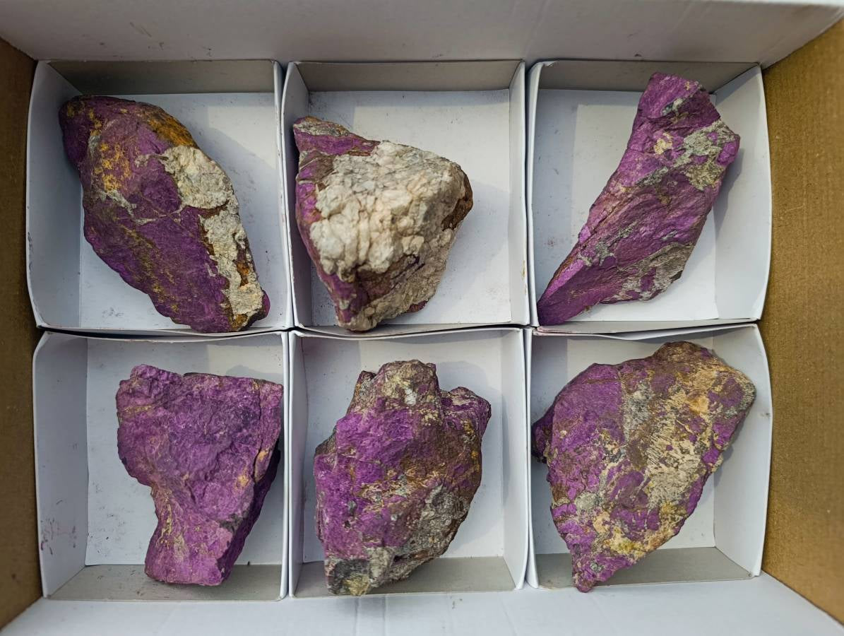 Natural Metallic Purpurite Specimens x 6 From Erongo, Namibia - Toprock Gemstones and Minerals 