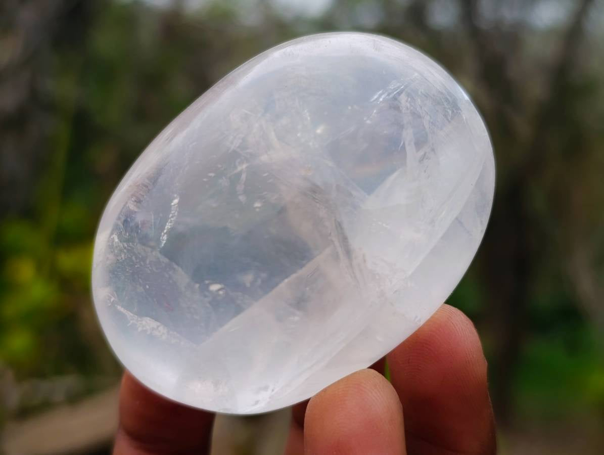 Polished Girasol Pearl Quartz Palm Stones x 12 From Ambatondrazaka, Madagascar - Toprock Gemstones and Minerals 