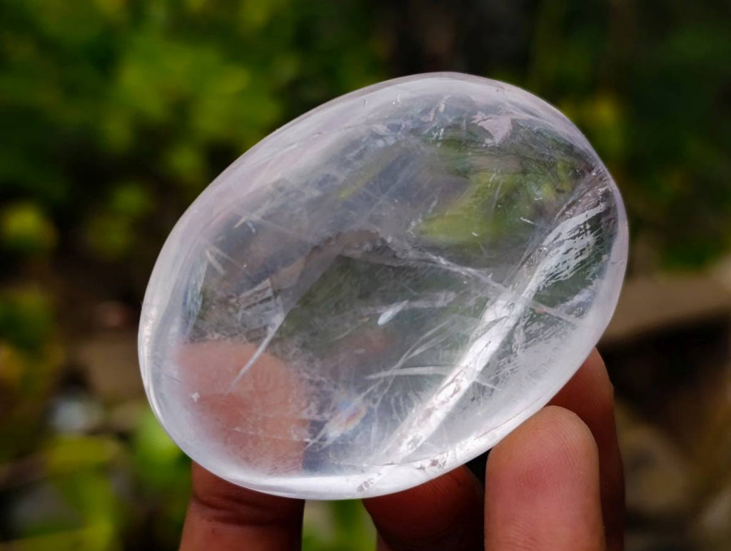 Polished Girasol Pearl Quartz Palm Stones x 12 From Ambatondrazaka, Madagascar - Toprock Gemstones and Minerals 