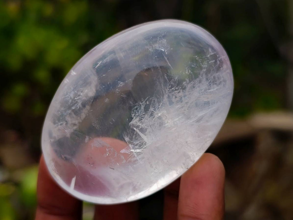 Polished Girasol Pearl Quartz Palm Stones x 12 From Ambatondrazaka, Madagascar - Toprock Gemstones and Minerals 