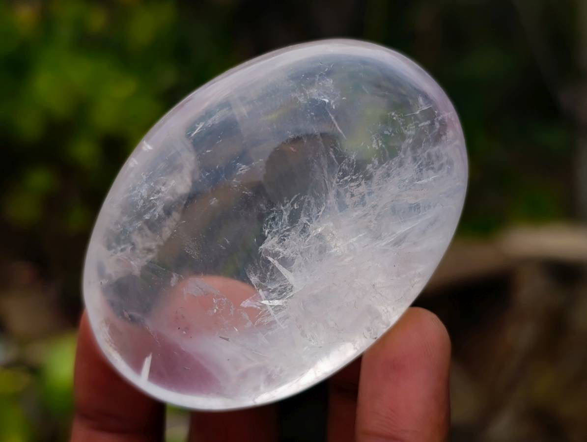 Polished Girasol Pearl Quartz Palm Stones x 12 From Ambatondrazaka, Madagascar - Toprock Gemstones and Minerals 