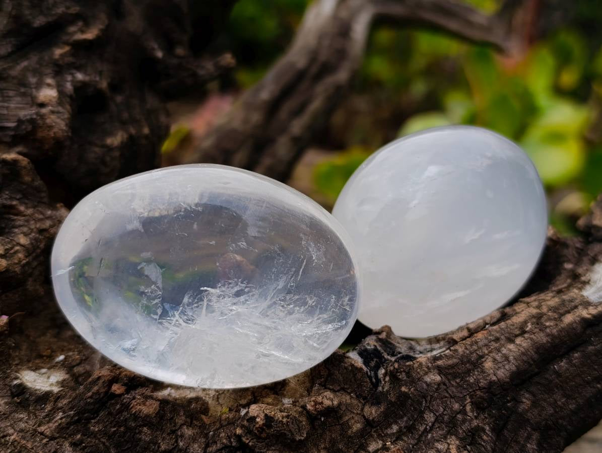 Polished Girasol Pearl Quartz Palm Stones x 12 From Ambatondrazaka, Madagascar - Toprock Gemstones and Minerals 