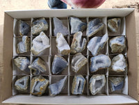 Natural Blue Lace Agate Geode Specimens x 24 From Malawi