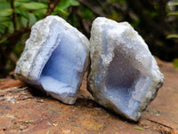 Natural Blue Lace Agate Geode Specimens x 24 From Malawi