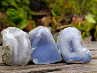 Natural Blue Lace Agate Geode Specimens x 24 From Malawi