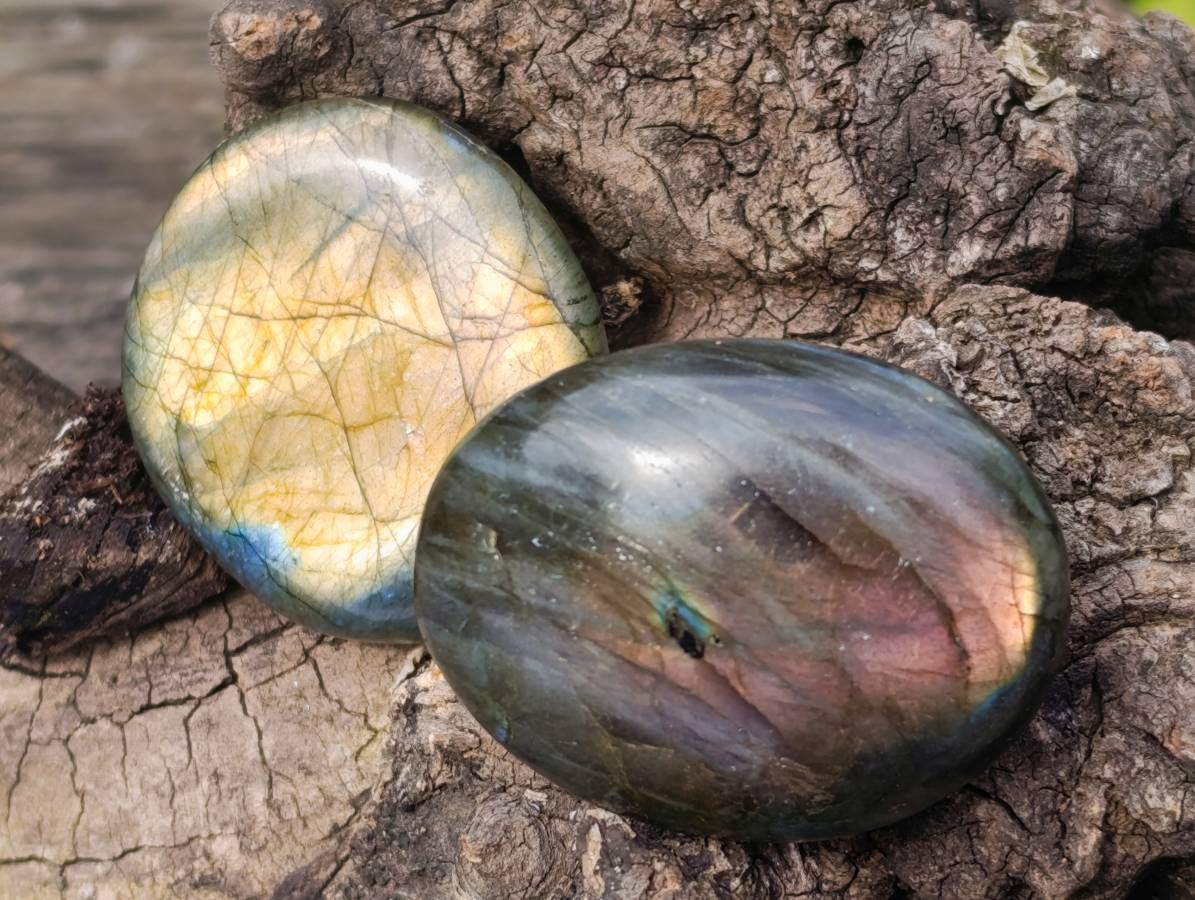 Polished Labradorite Palm Stones x 20 From Tulear, Madagascar - Toprock Gemstones and Minerals 