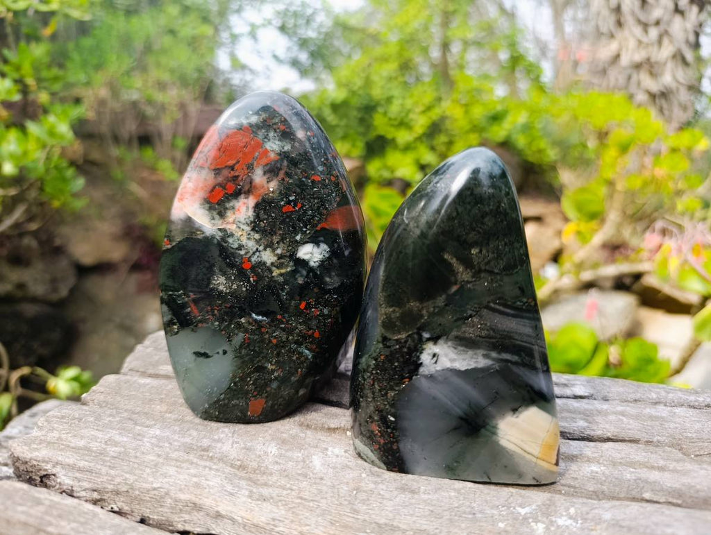 Polished Bloodstone Standing Free Forms x 2 From Swaziland - Toprock Gemstones and Minerals 