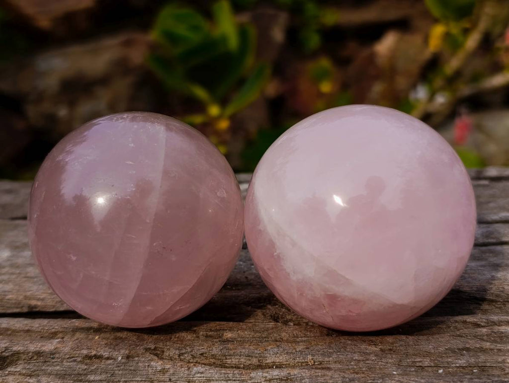 Polished Rose Quartz Spheres x 4 From Madagascar - Toprock Gemstones and Minerals 