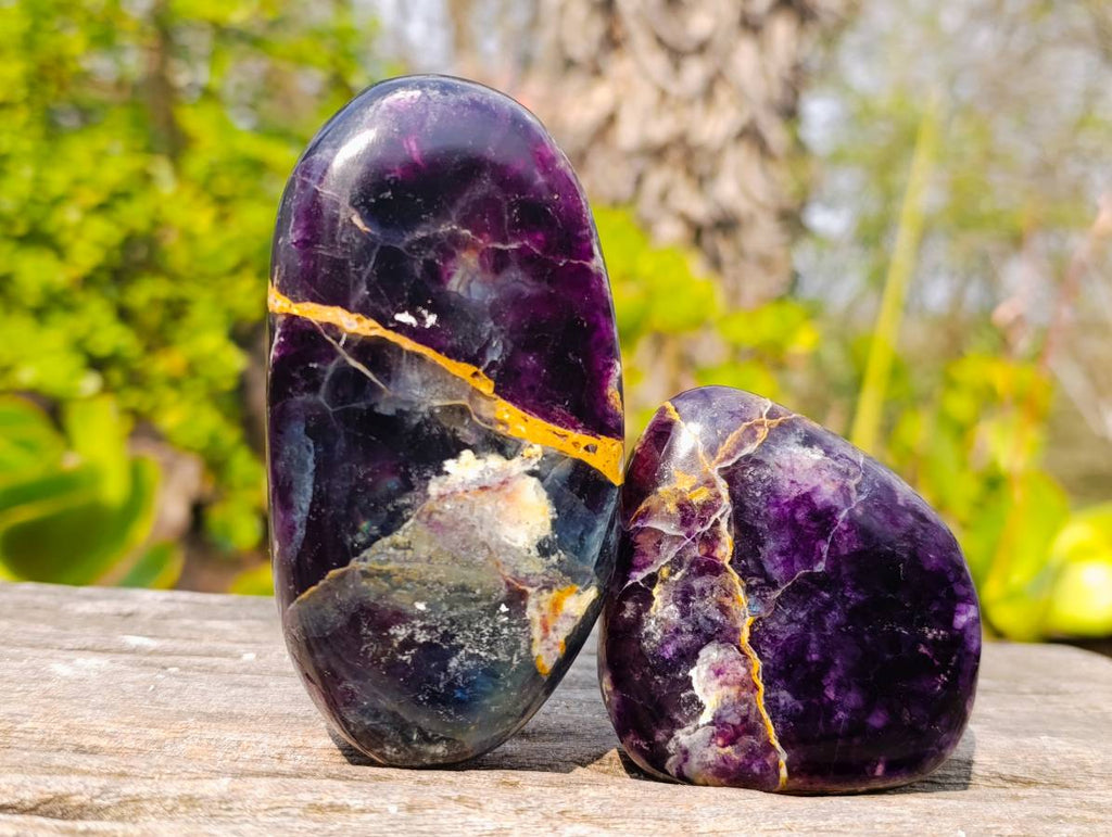 Polished Watermelon Fluorite Free Forms x 6 From Uis, Namibia - Toprock Gemstones and Minerals 