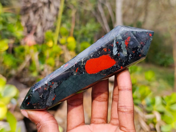 Polished Double Terminated Bloodstone Points x 5 From Swaziland
