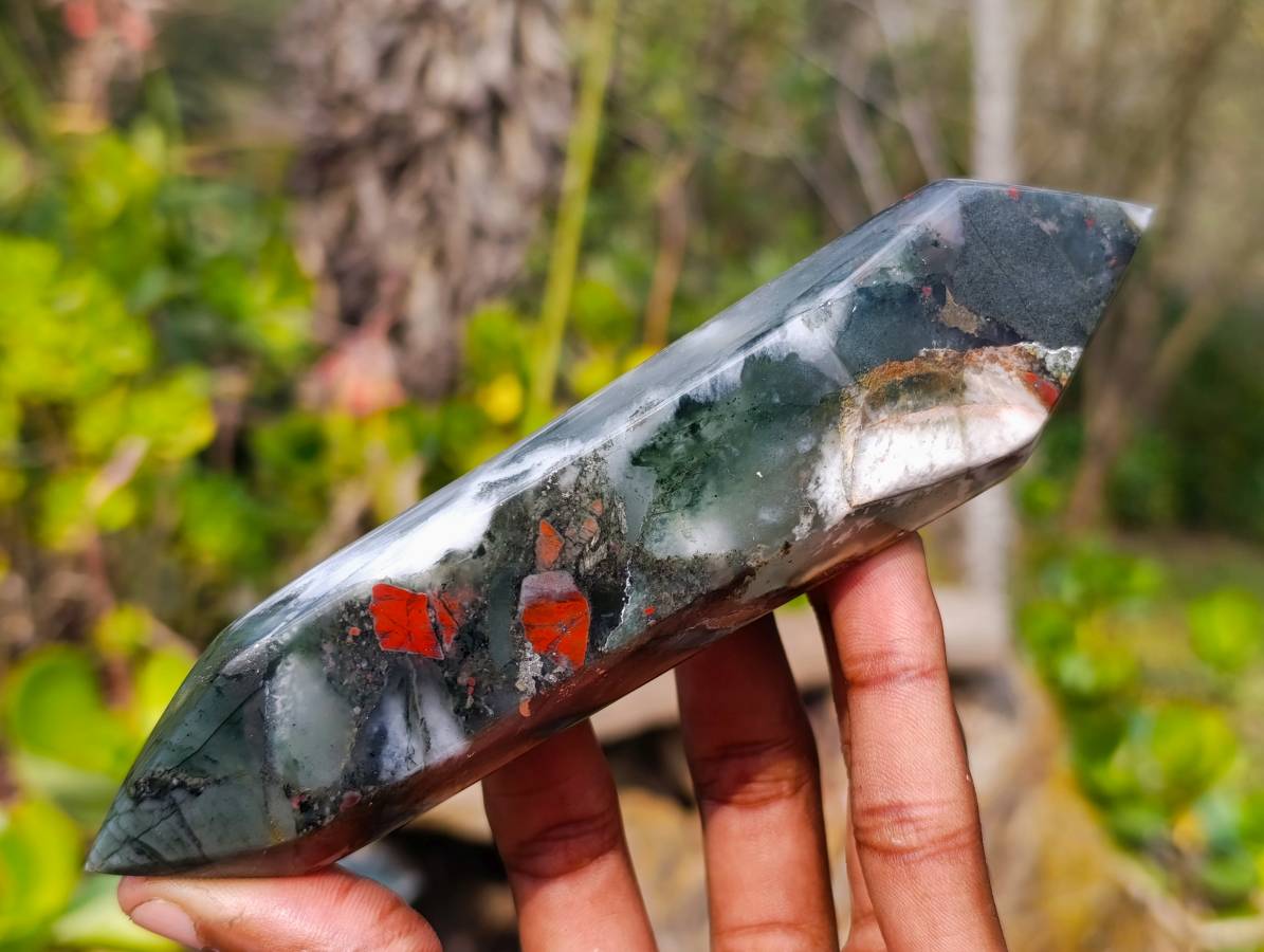 Polished Double Terminated Bloodstone Points x 5 From Swaziland - Toprock Gemstones and Minerals 