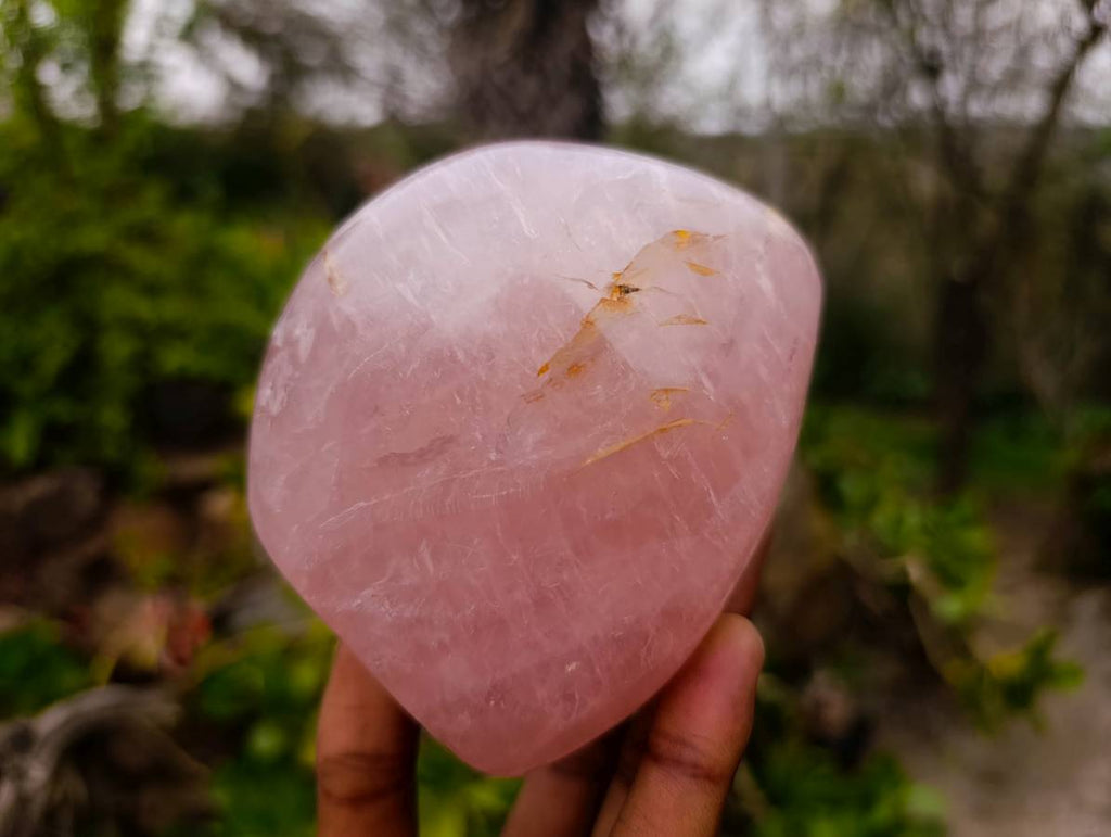 Polished Star Rose Quartz Standing Free Forms x 2 From Madagascar - Toprock Gemstones and Minerals 