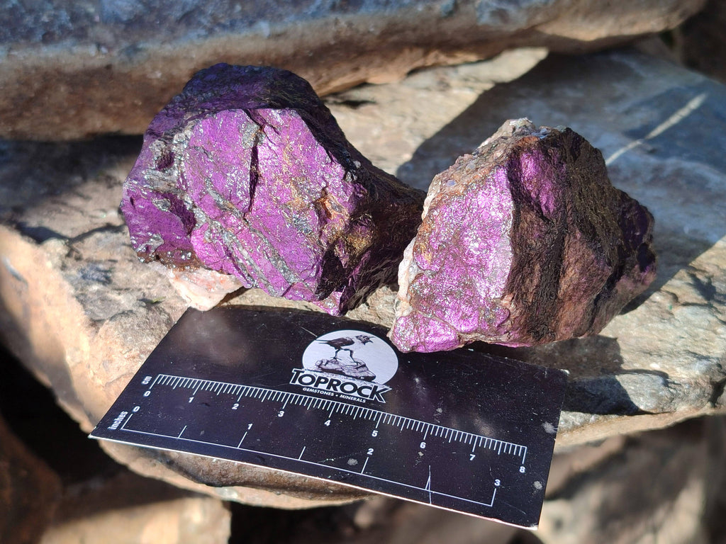 Natural Metallic Purpurite Cobbed Specimens x 6 From Erongo, Namibia - Toprock Gemstones and Minerals 