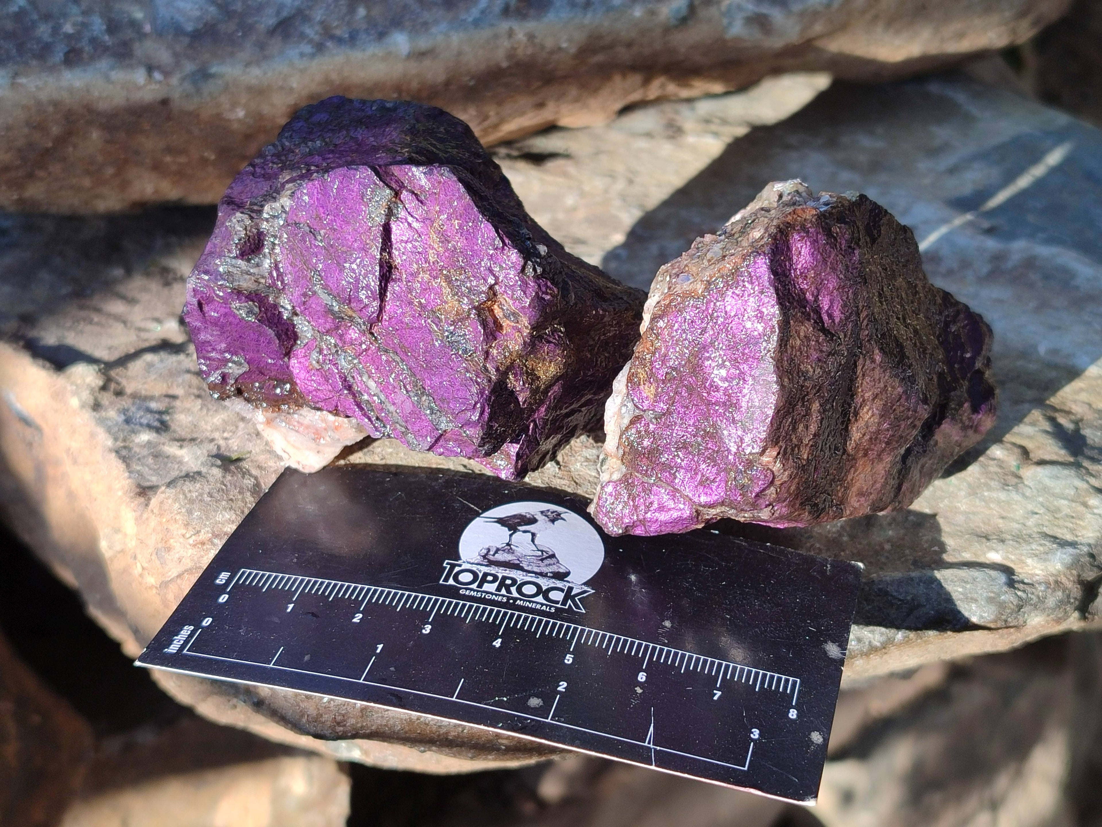 Natural Metallic Purpurite Cobbed Specimens x 6 From Erongo, Namibia - Toprock Gemstones and Minerals 