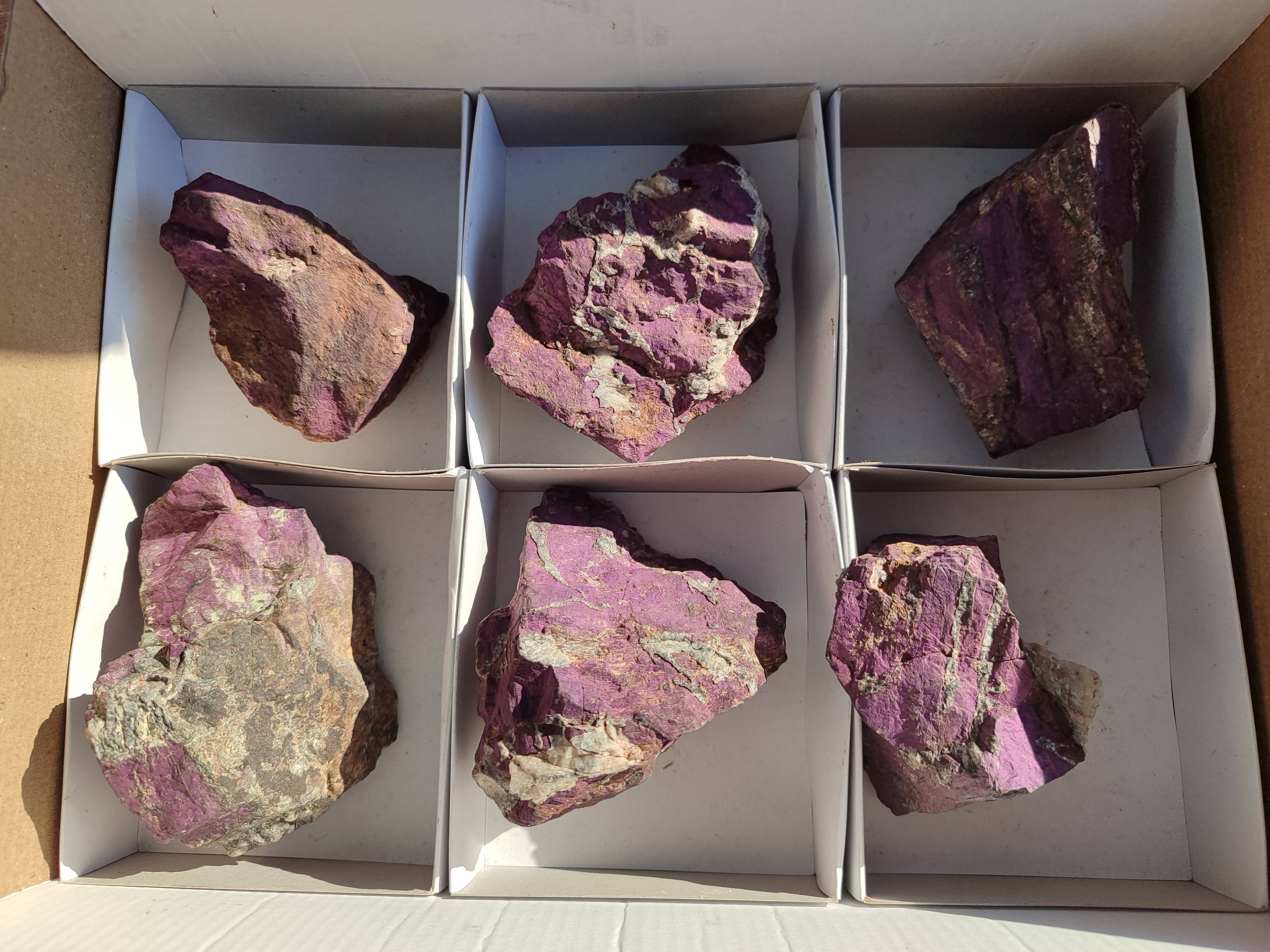 Natural Metallic Purpurite Cobbed Specimens x 6 From Erongo, Namibia - Toprock Gemstones and Minerals 