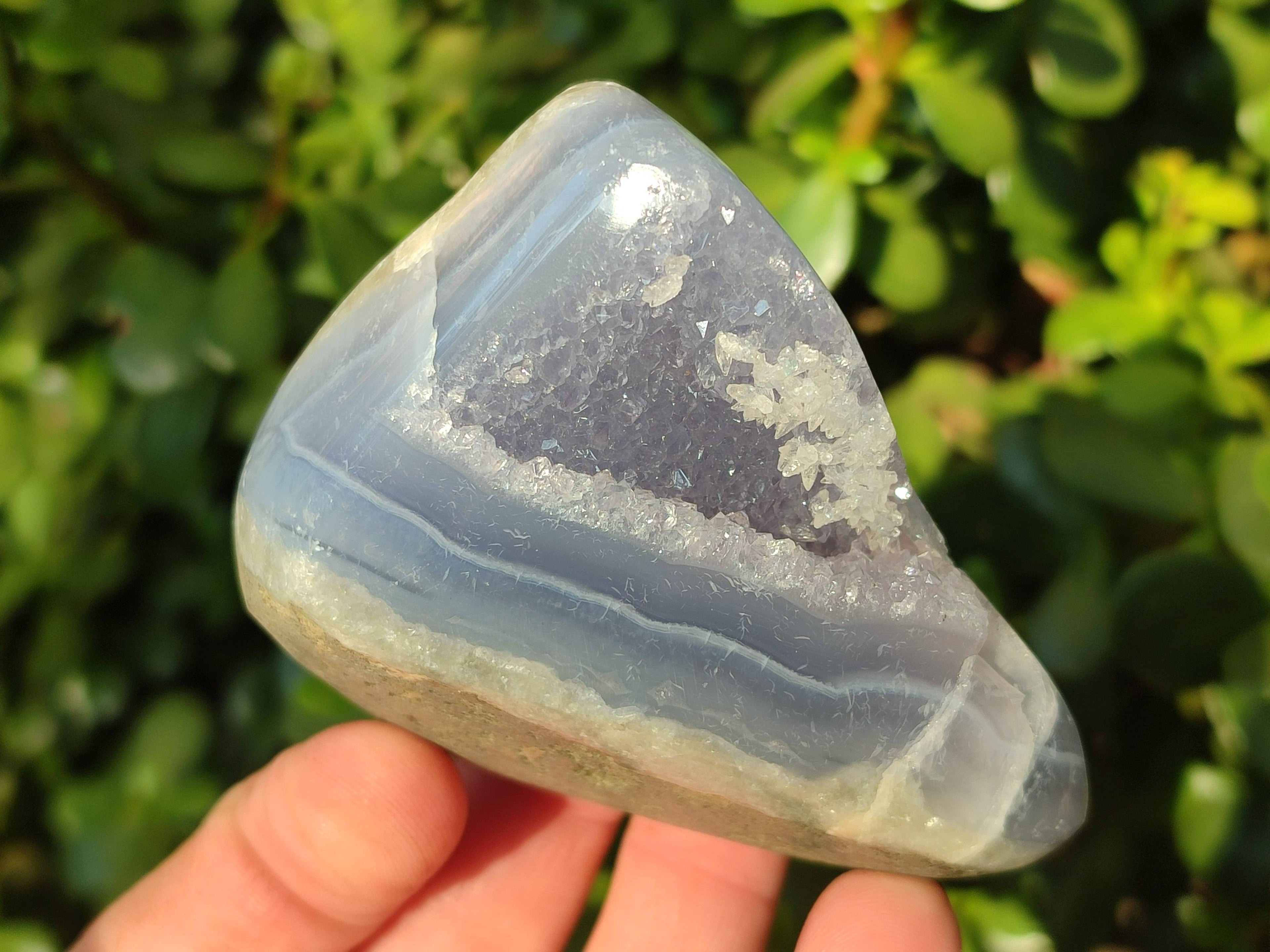 Polished Blue Lace Agate Geodes x 6 From Malawi - Toprock Gemstones and Minerals 