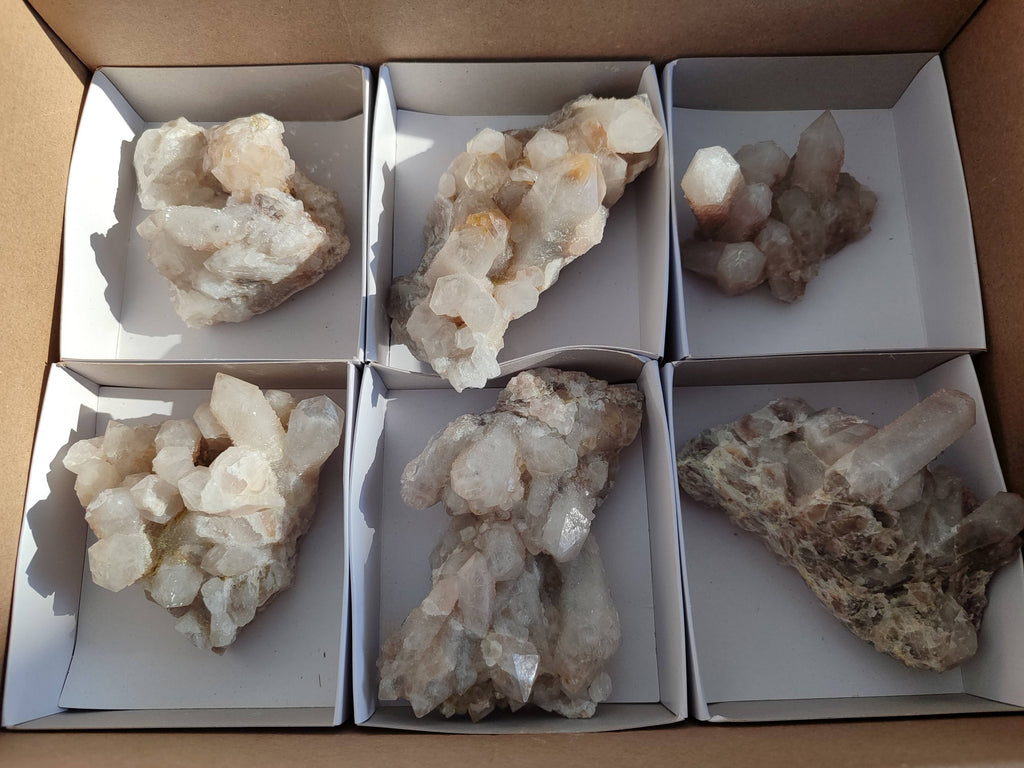 Natural Fairy Spirit Quartz Clusters x 6 From South Africa - Toprock Gemstones and Minerals 