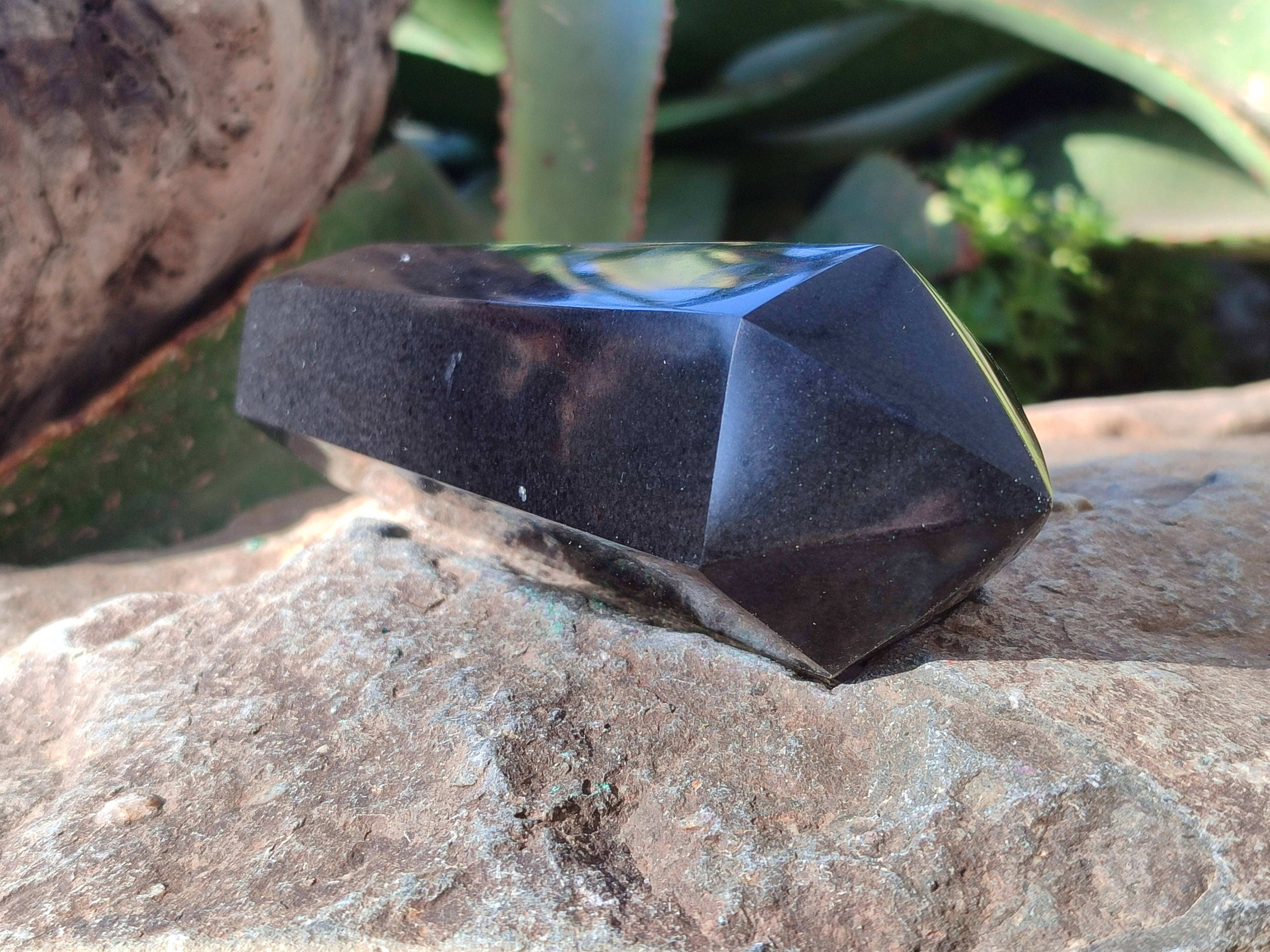 Polished Double Terminated Black Basalt Points x 4 From Madagascar - Toprock Gemstones and Minerals 