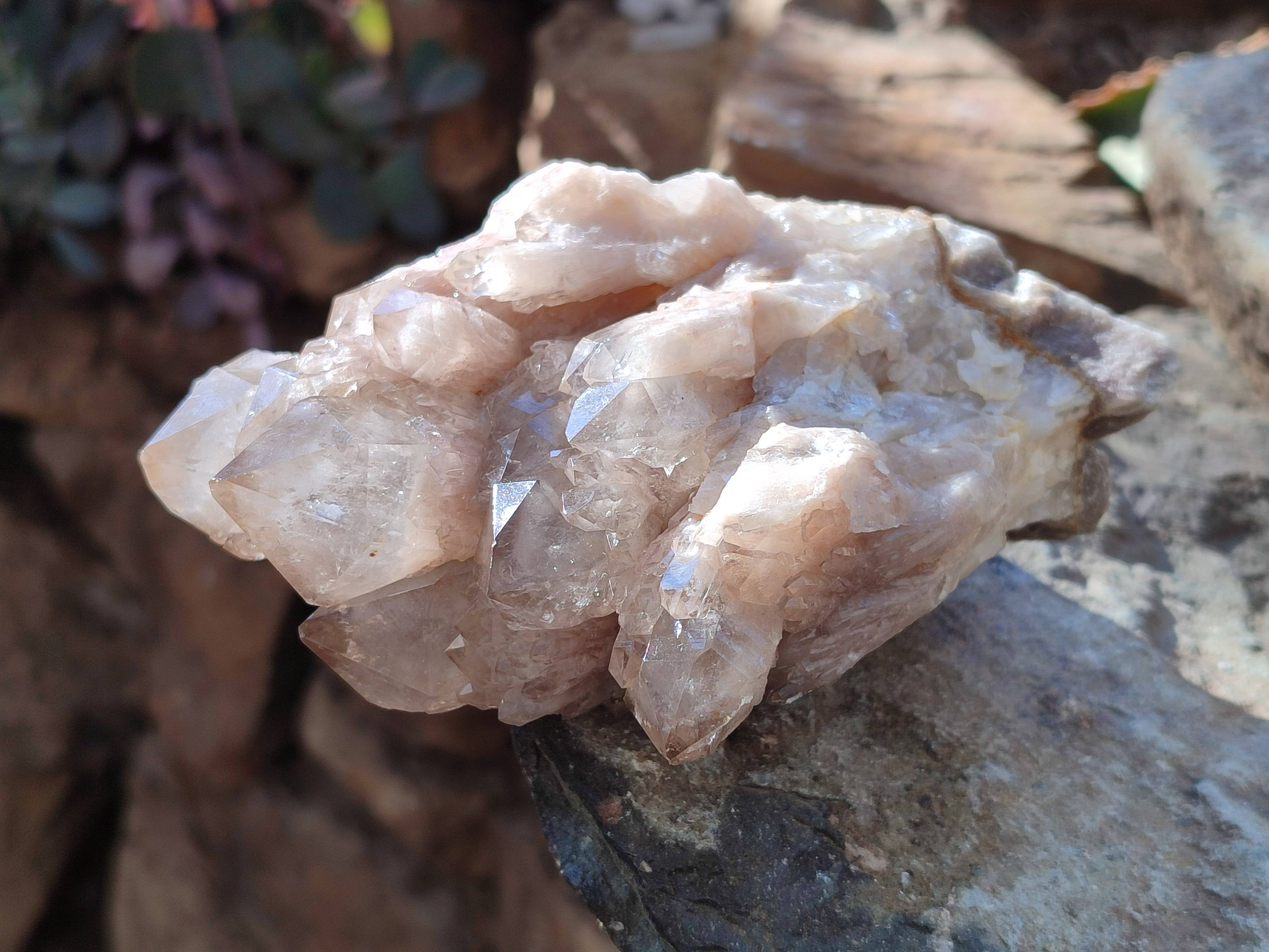 Natural Phantom Smokey Quartz Clusters x 2 From Luena, Congo - Toprock Gemstones and Minerals 
