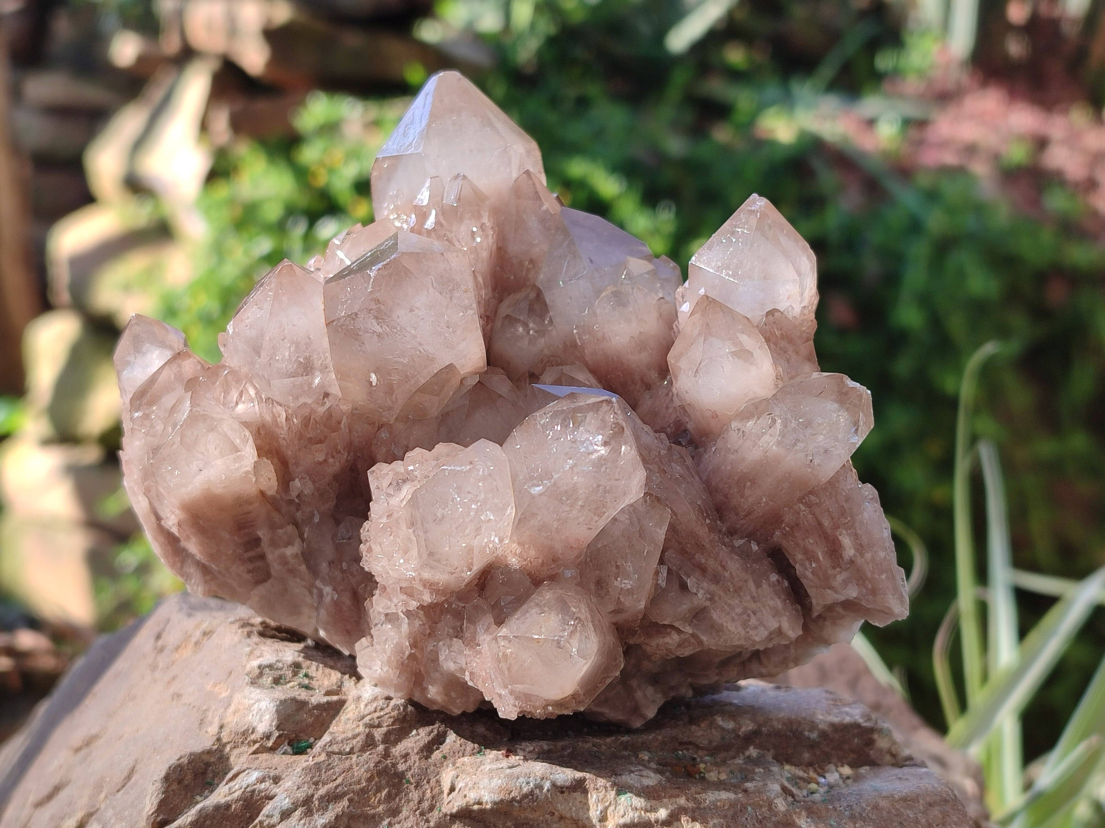 Natural Phantom Smokey Quartz Clusters x 2 From Luena, Congo - Toprock Gemstones and Minerals 