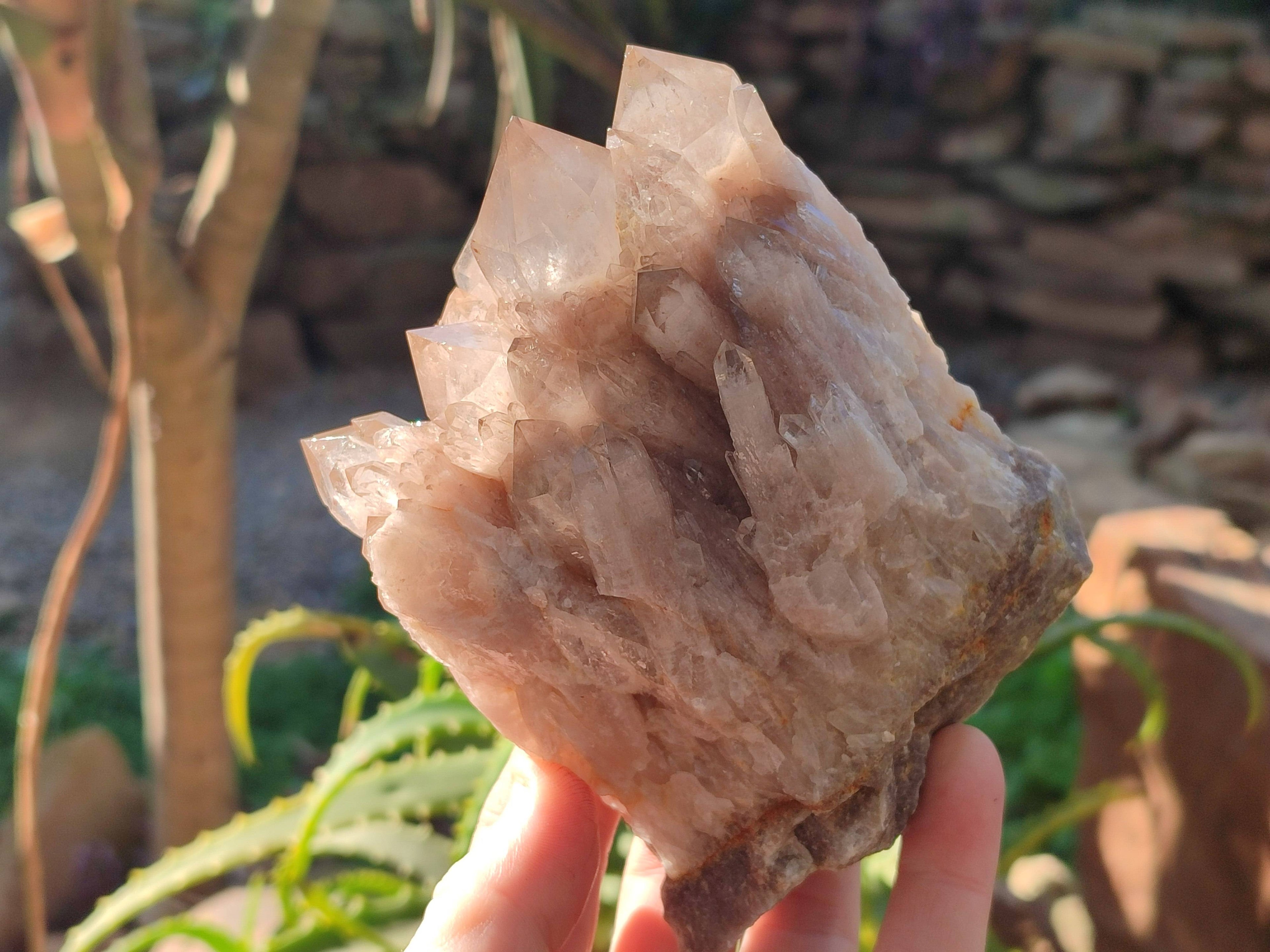 Natural Phantom Smokey Quartz Clusters x 2 From Luena, Congo - Toprock Gemstones and Minerals 