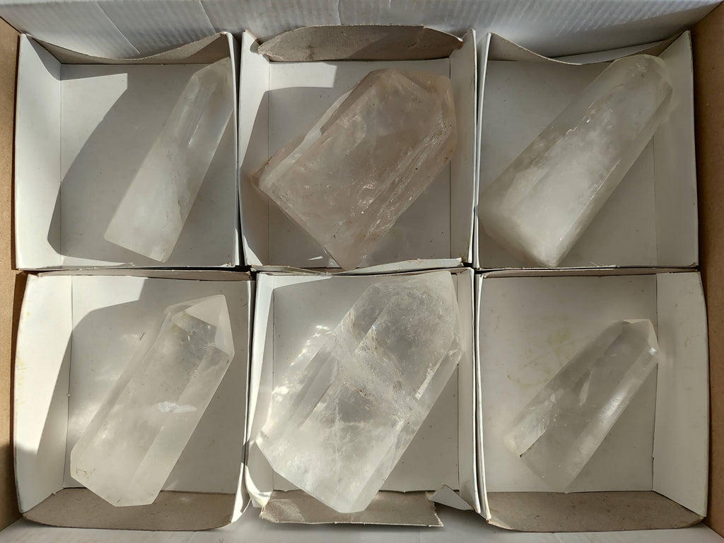 Polished Clear Quartz Crystals x 6 From Madagascar - Toprock Gemstones and Minerals 