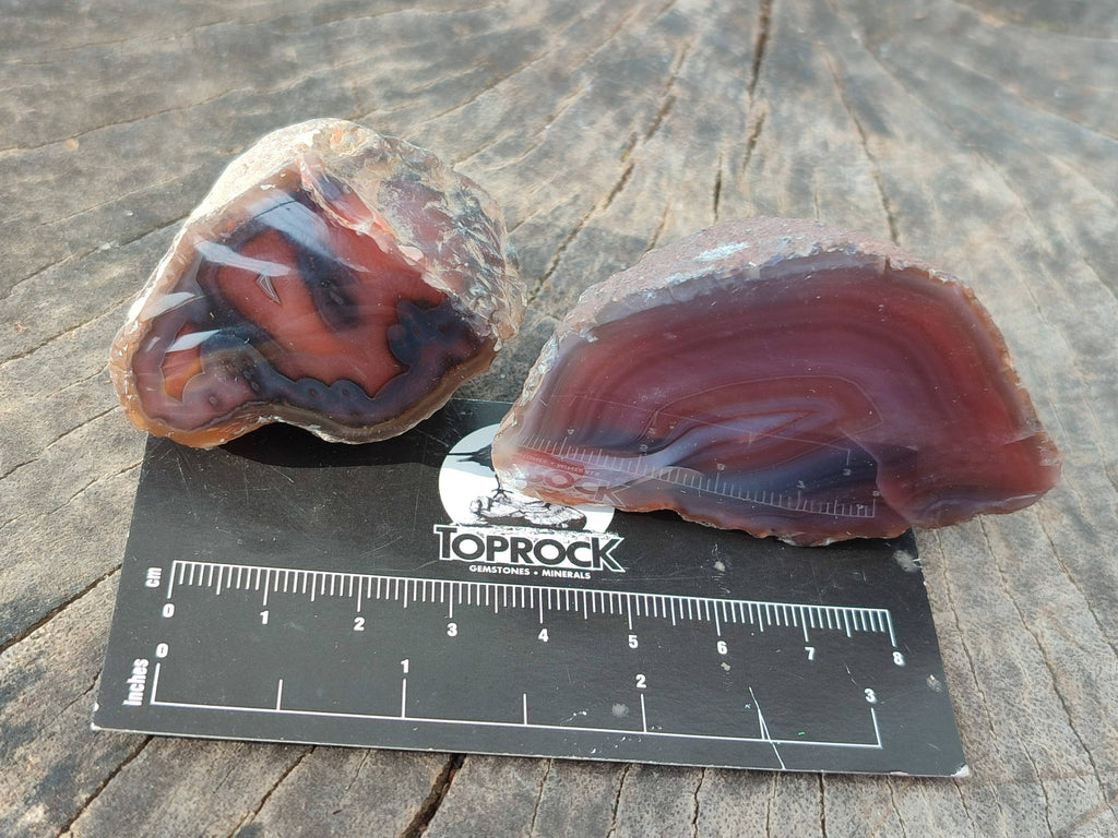 Polished On One Side Red Sashe River Agate Nodules x 20 From Zimbabwe - Toprock Gemstones and Minerals 