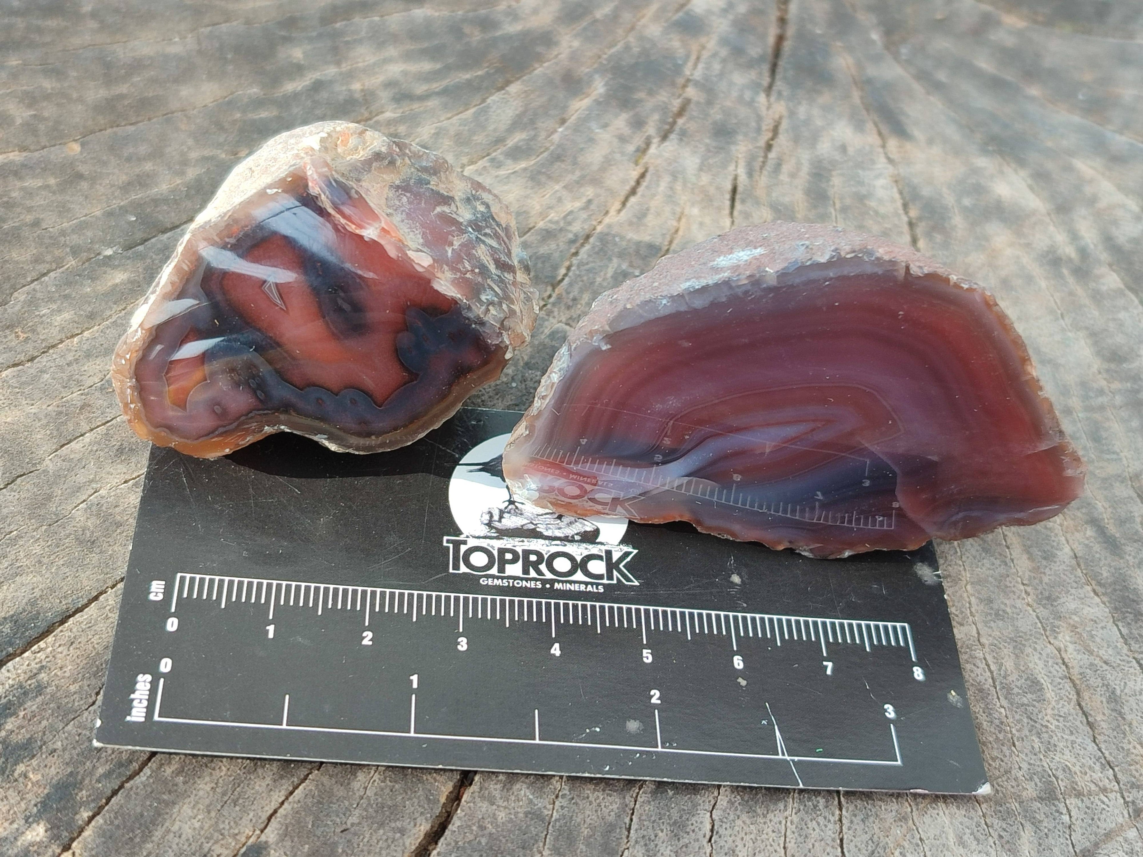 Polished On One Side Red Sashe River Agate Nodules x 20 From Zimbabwe - Toprock Gemstones and Minerals 