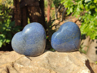 Polished Lazulite Hearts x 6 From Madagascar