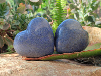 Polished Lazulite Hearts x 6 From Madagascar
