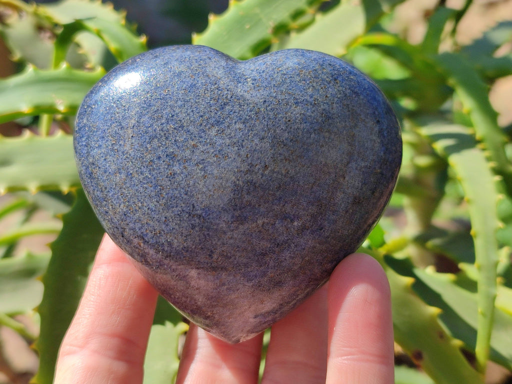 Polished Lazulite Hearts x 6 From Madagascar - Toprock Gemstones and Minerals 