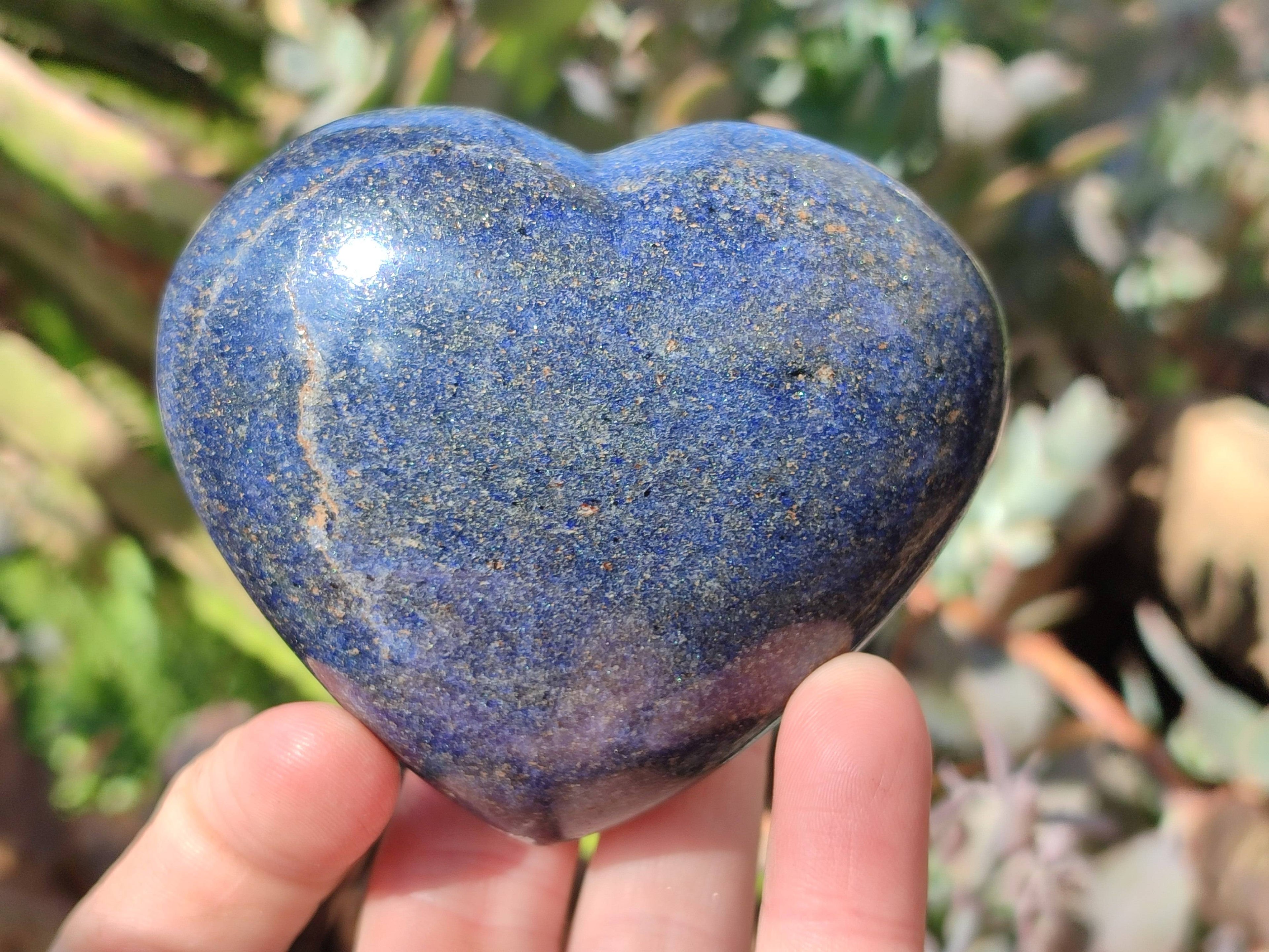 Polished Lazulite Hearts x 6 From Madagascar - Toprock Gemstones and Minerals 