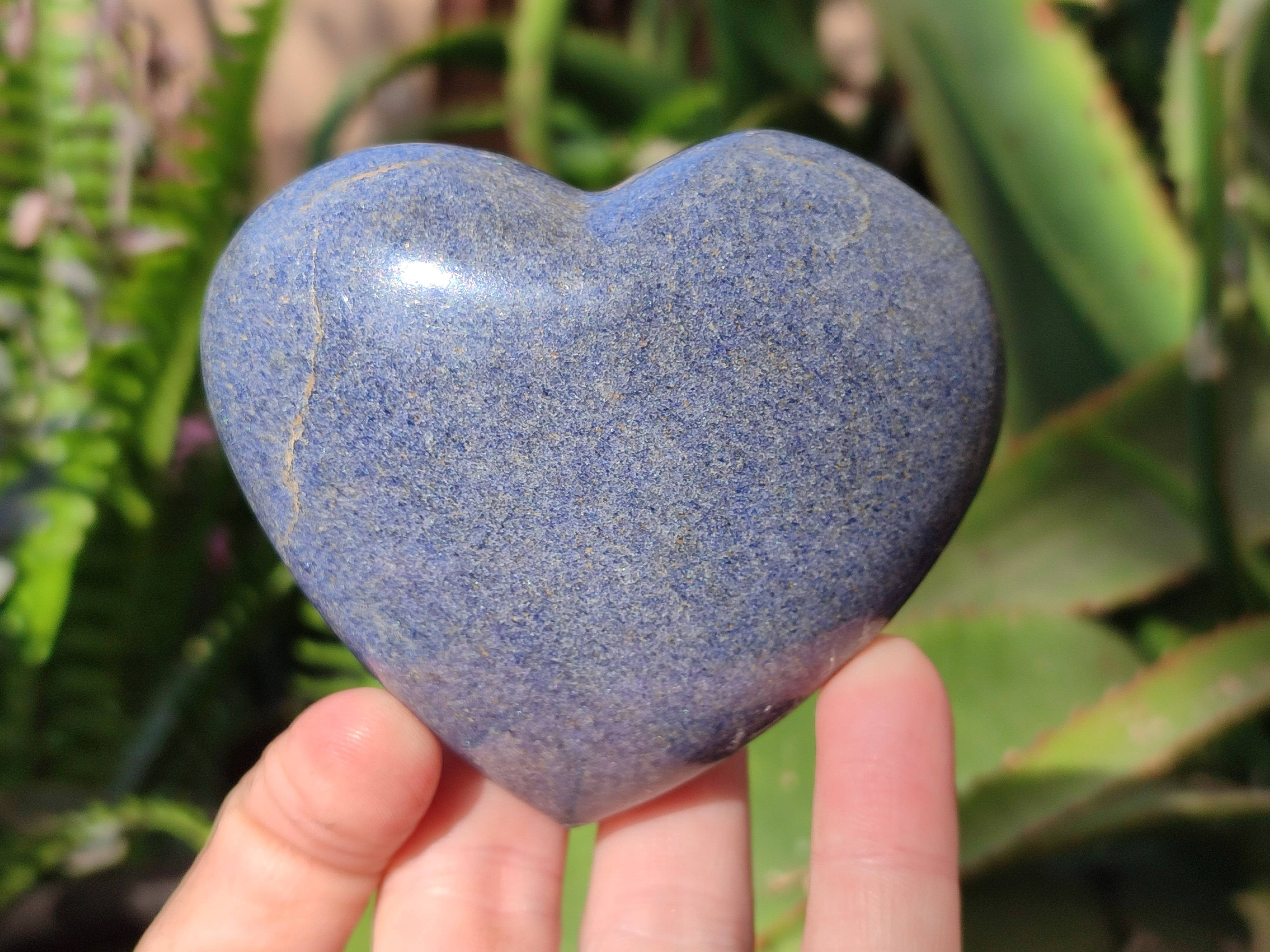 Polished Lazulite Hearts x 6 From Madagascar - Toprock Gemstones and Minerals 