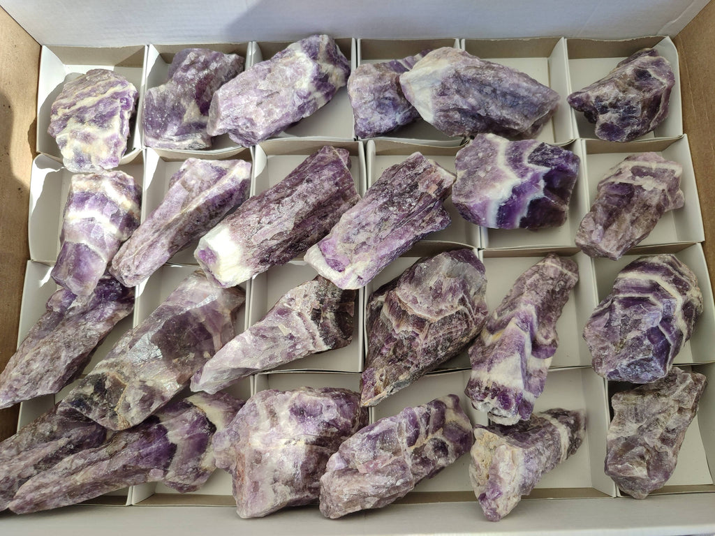 Natural Chevron Amethyst Specimens x 24 from Zambia - Toprock Gemstones and Minerals 
