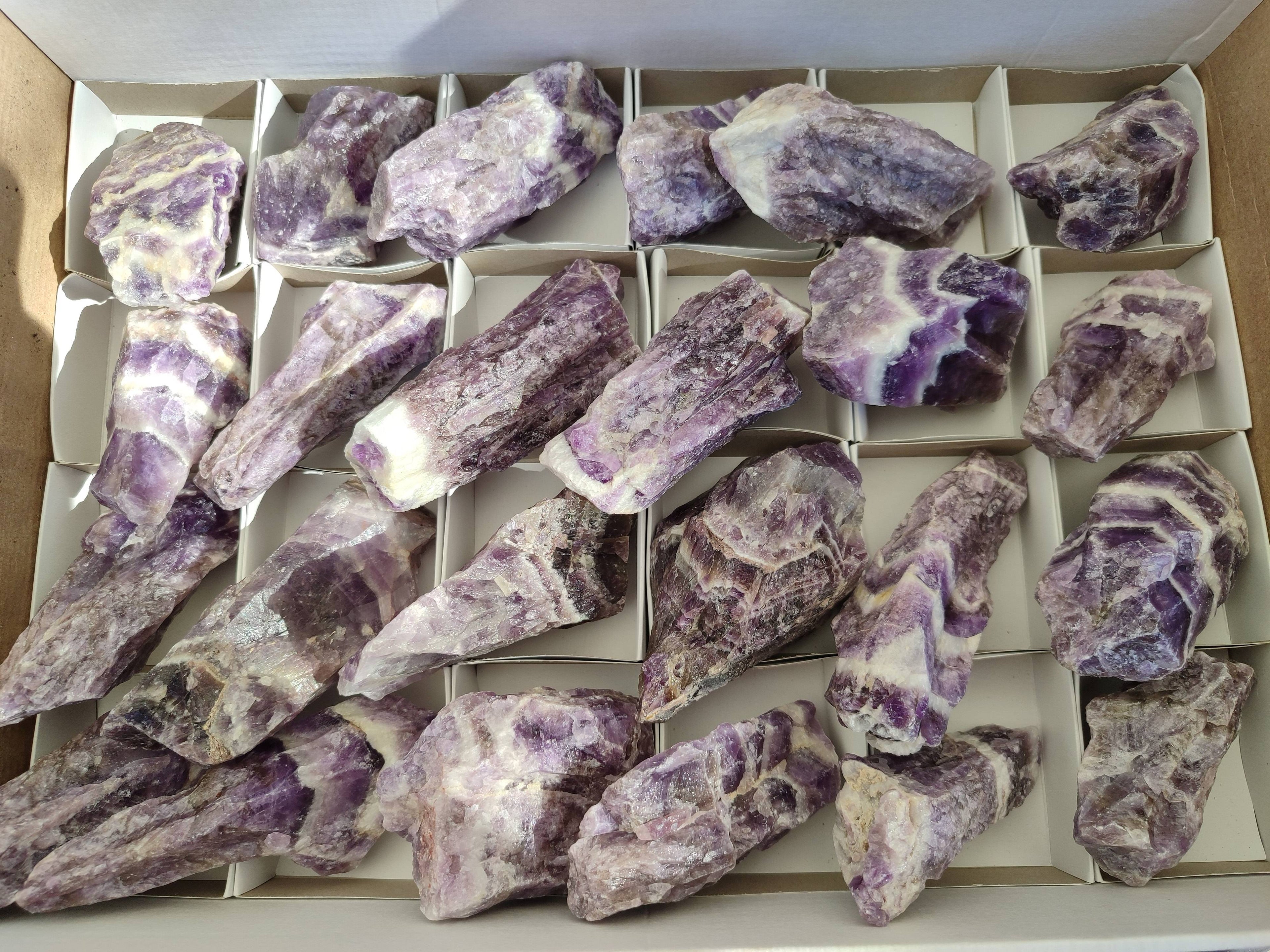 Natural Chevron Amethyst Specimens x 24 from Zambia - Toprock Gemstones and Minerals 