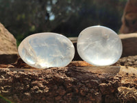Polished Girasol Pearl Quartz Palm Stones x 12 From Ambatondrazaka, Madagascar - Toprock Gemstones and Minerals 