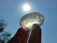 Polished Girasol Pearl Quartz Palm Stones x 12 From Ambatondrazaka, Madagascar - Toprock Gemstones and Minerals 