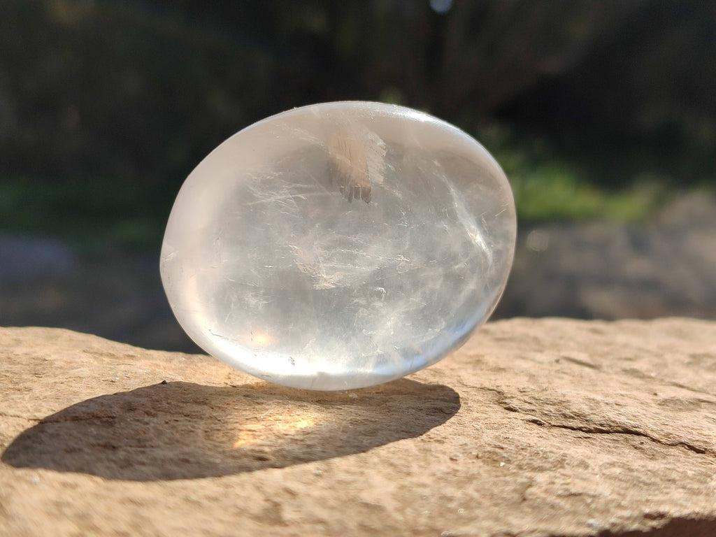 Polished Girasol Pearl Quartz Palm Stones x 12 From Ambatondrazaka, Madagascar - Toprock Gemstones and Minerals 