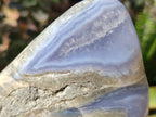 Polished Blue Lace Agate Standing Free Forms x 2 From Malawi - Toprock Gemstones and Minerals 