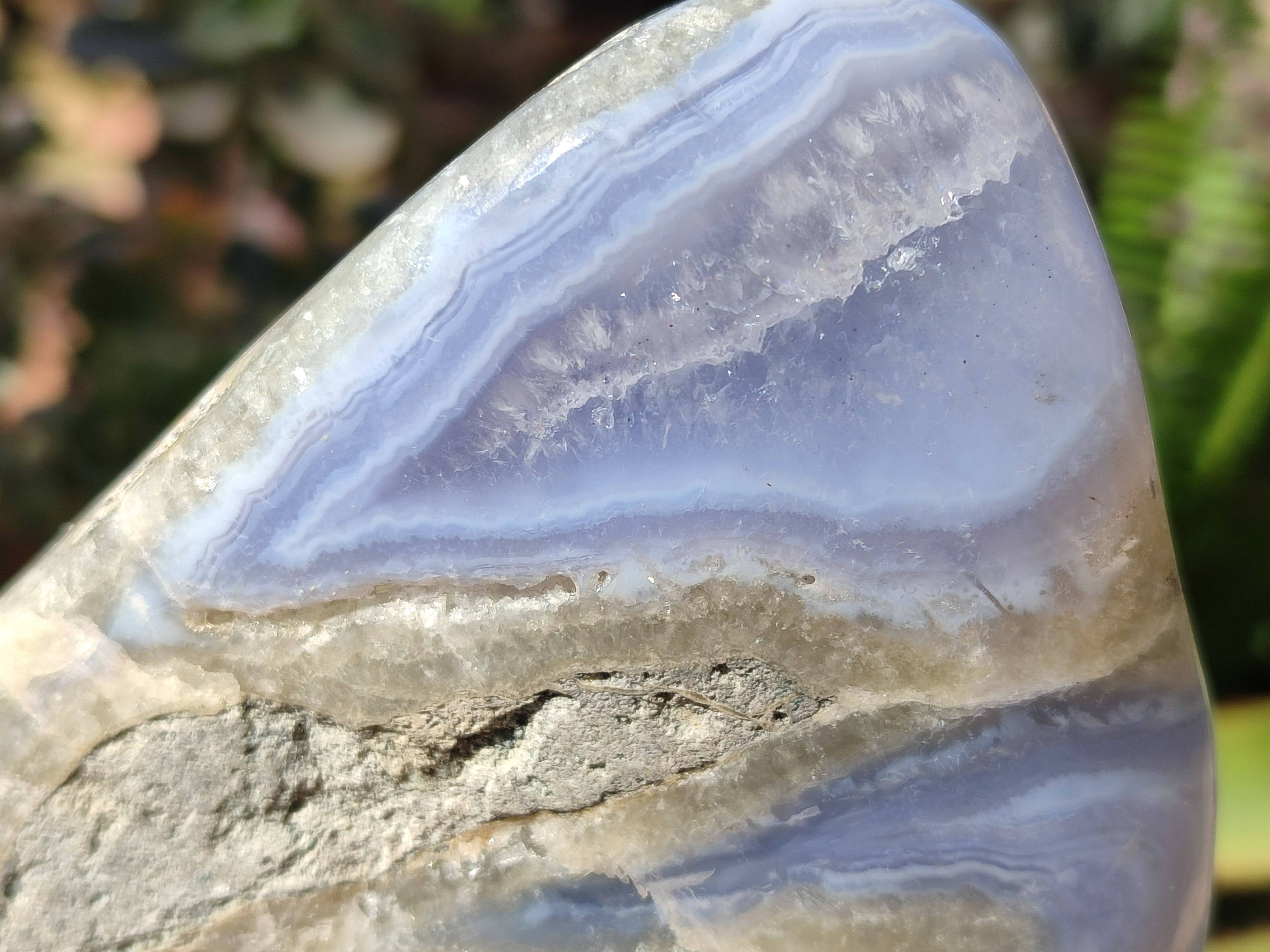 Polished Blue Lace Agate Standing Free Forms x 2 From Malawi - Toprock Gemstones and Minerals 